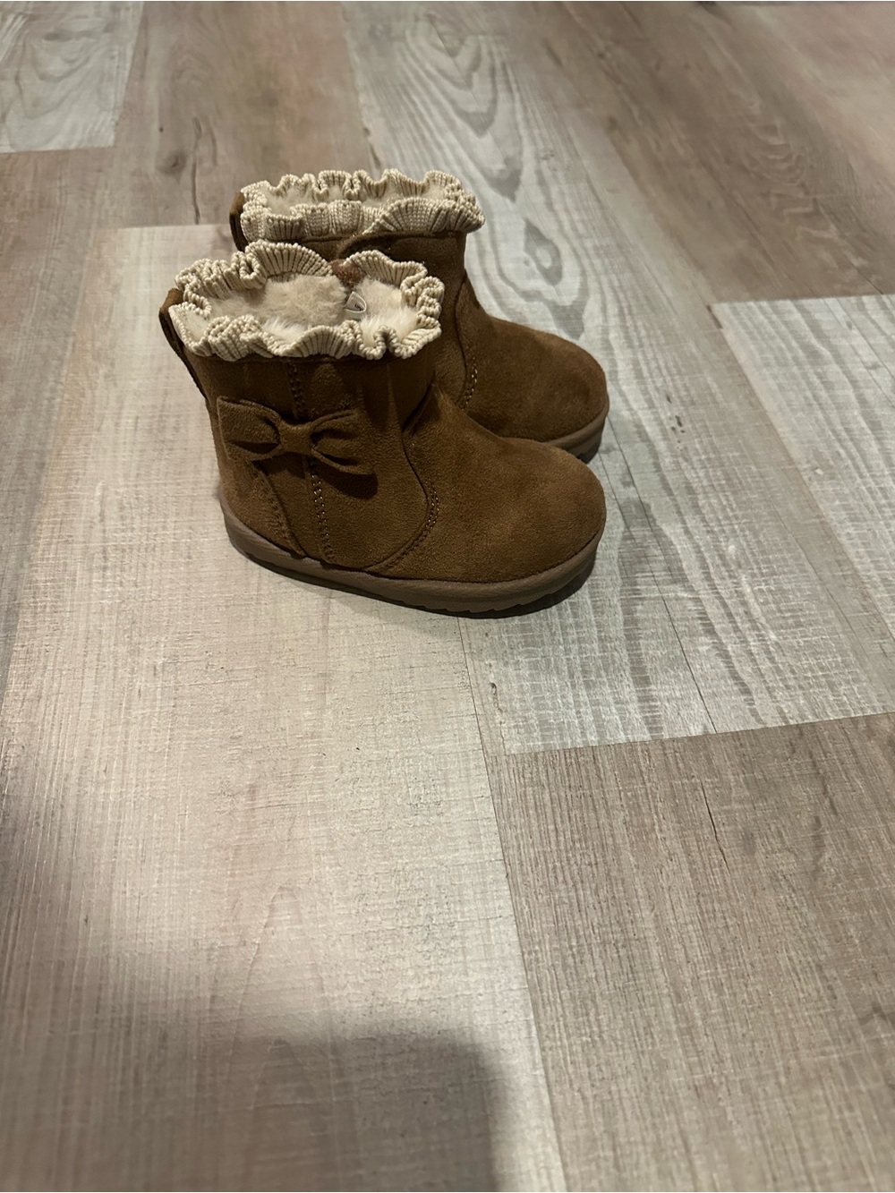 wonder nation Brown Bow Ruffle Toddler Boots